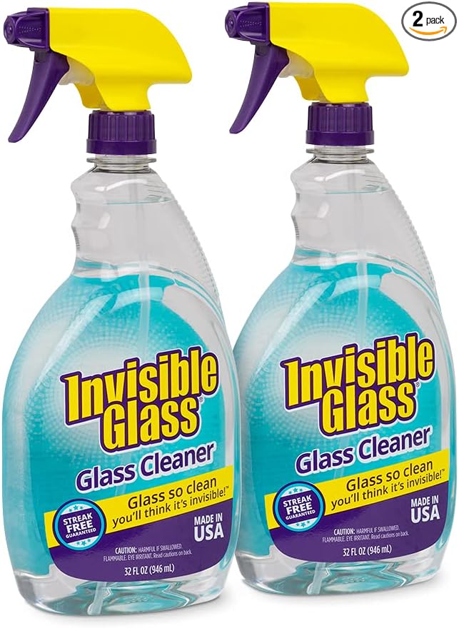 Invisible Glass 92194-2PK Premium Glass and Window Cleaner for Auto and Home Cleans Glass, Windows, Mirrors, and More, Streak-Free, Ammonia-Free, Tint-Safe, 32 Fl Oz (Pack of 2)