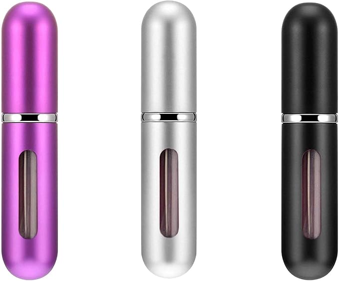 Portable Perfume Storage Bottle Refillable atomizer spray compact travel size up to 70 sprays easy refill fine mist TSA approved leak proof (Gold)
