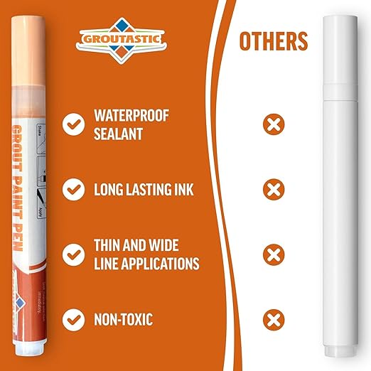 White Grout Paint Pen – Tile Grout Colorant & Sealer Marker, Quick-Dry, Ideal for Bathroom, Shower, Kitchen Tiles – Restores Grout Lines,3 Adjustable Tips (2-3 mm) 2 Pack