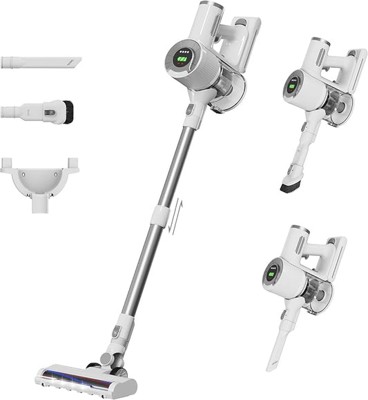 BUTY BULU Cordless Stick Vacuum Cleaner, 30KPa Handheld 2200mAh Rechargeable Battery Lightweight Small Vac Electirc Broom, 40Mins Runtime for Home Hard Floor Carpet Pet Hair Cleaning, LED Screen