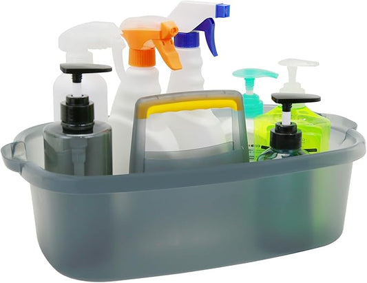 Multi-Purpose Cleaning Caddy with Handle, Shower Caddy Organizer/Storage Basket/Totes Portable for Bathroom Supplies, Cleaning Products, Under Sink Tool (Translucent Gray, 1 Pack)