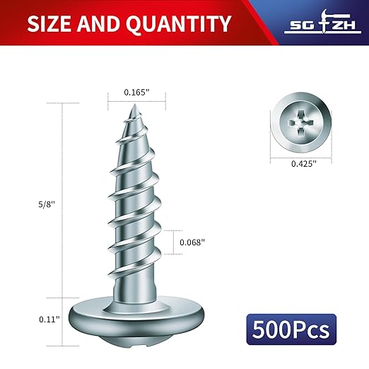 #8 x 5/8" Wood Screw 500Pcs Alloy Steel Standard Thread Truss Head Fast Self Tapping by SG TZH