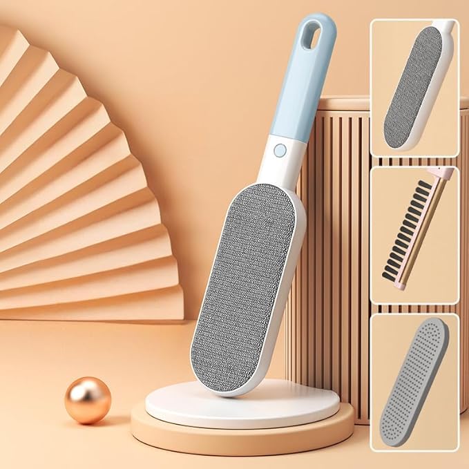 Multi-Function Travel Size Lint Brush for Clothes - Efficient Lint Remover & Pet Hair Collector for Dogs & Cats (Blue)