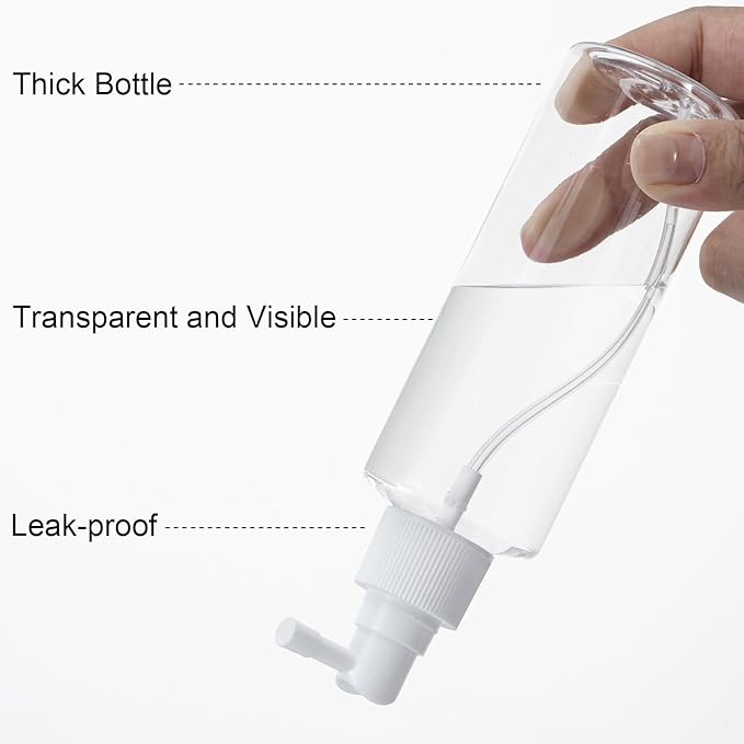 Yebeauty 6 Pack Refillable Travel Size Spray Bottle Plastic Empty Fine Mister Small Spray Bottles with Tight Cap Long Mouth TSA Approved Sprayer Atomizer for Hair Perfumes Cleaning, 150ml/5oz Clear