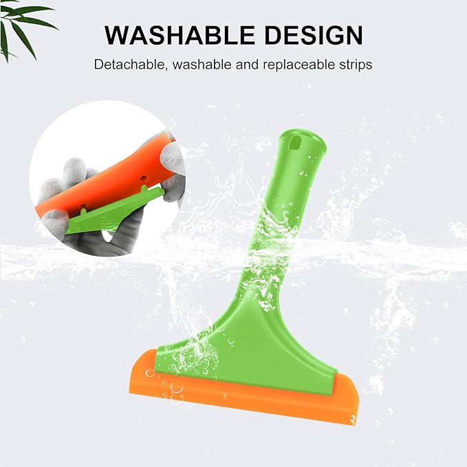 SetSail Silicone Shower Squeegee for Glass Doors Small Squeegee for Shower Glass Door Mini Squeegee for Car Window Cleaning 2 Packs, Green