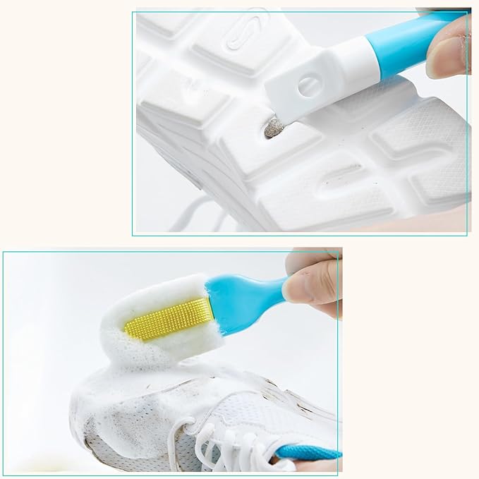 Andiker Professional Cleaning Shoe Brush, Multifunctional Long Handle Shoe Brush Cleaner, Hangable Soft Bristle Shoes Cleaning Brush (Blue)