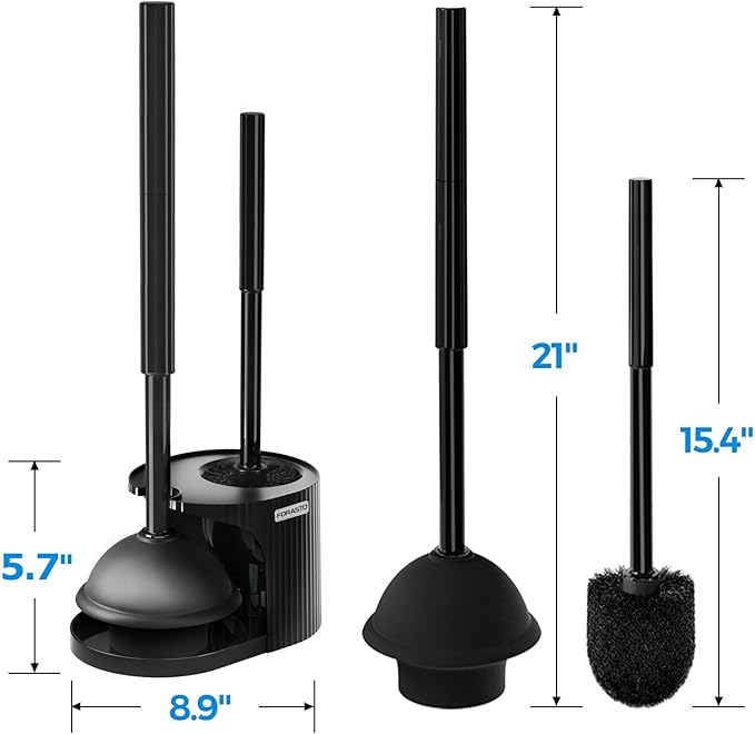 4Pack 2 in 1 Toilet Brush and Plunger Set, Extended Handle Plunger,Toilet Bowl Brush Plunger Set,Bathroom Cleaning Tools,Toilet Brush Plunger Combo,Cleaning Supplies, Cleaning Brush