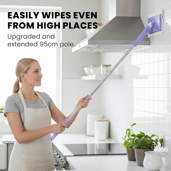2026 Snap Grip Mini Mop Upgraded with 10 Pads| Zero Touch Hands-Free Cleaning Mop|27.5” & 36.5” Adjustable Handle Flat Dust Mop for Bathroom,Corners,Windows|No Wash, Wet & Dry Use (27.5”White)