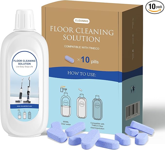 Nukisa 10 Bottles Compatible with Tineco Cleaning Solution Pet 500ml Per Bottle Lavender Scents Floor Cleaner Compatible with All Robot Vacuums with Mopping and Cordless Wet/Dry Vacuum (Lavender)