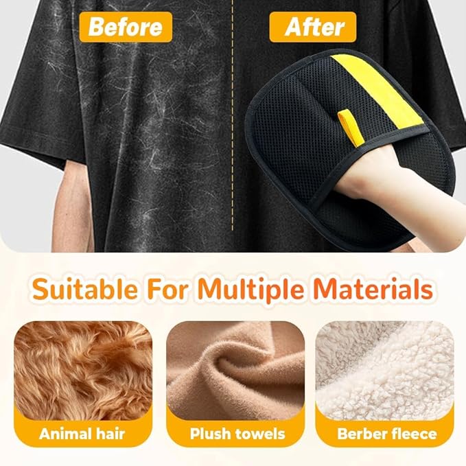 KOURRTER Pet Hair Removal Glove for Cats & Dogs, Upgraded Thickened Double Sided Grooming Glove, Powerful Cat Grooming Gloves, Reusable Hair Remover Glove for Couch, Furniture, Carpet, Curtain (1pcs)