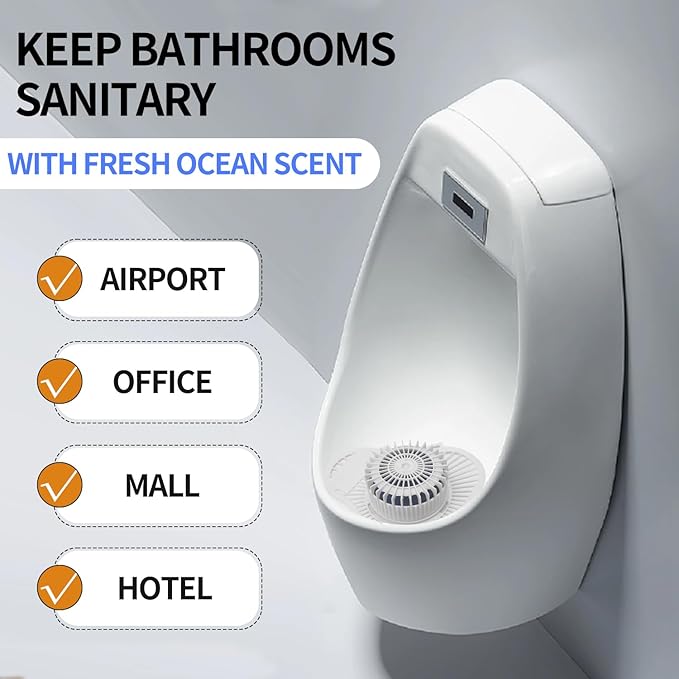 Urinal Screen Deodorizer (12 Pack),Urinal Cakes with Block Long-Lasting Ocean Breeze Scent,Anti-Splash Urinal Screens for Men Bathroom Airport Office Mall Hotel