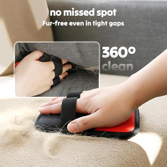 Pet Hair Removal Glove, 2026 Upgraded Electrostatic Pet Hair Remover Glove with Brush, Pet Hair Remover Pocket Storage for Pet Hair Remover Tool on Carpet, Clothing, Couch, Car Seat (Red, 2Pcs)