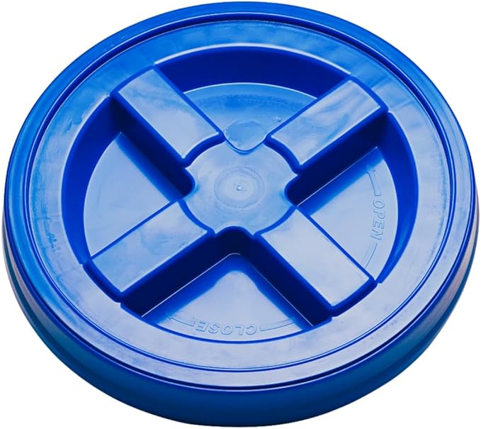 House Naturals 5 Gallon Food Grade BPA Free Made in USA Pails Gray Bucket with Screw On Air Tight Lid (3, Gray with Blue lids)