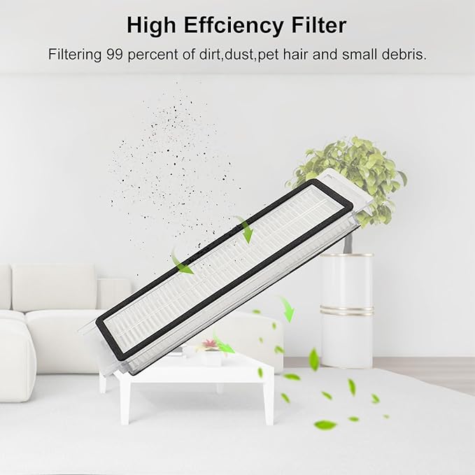 16 Packs Replacement Parts Compatible for Roborock S6 Pure, S6, E4, S4 Max, S6 MaxV, S5, S5 Max, S4, E20 E25 E35 S50 Xiaomi Mijia Robot Vacuum, 2 Main Brush, 4 Filters, 6 Side Brushes, 4 Mop Cloth