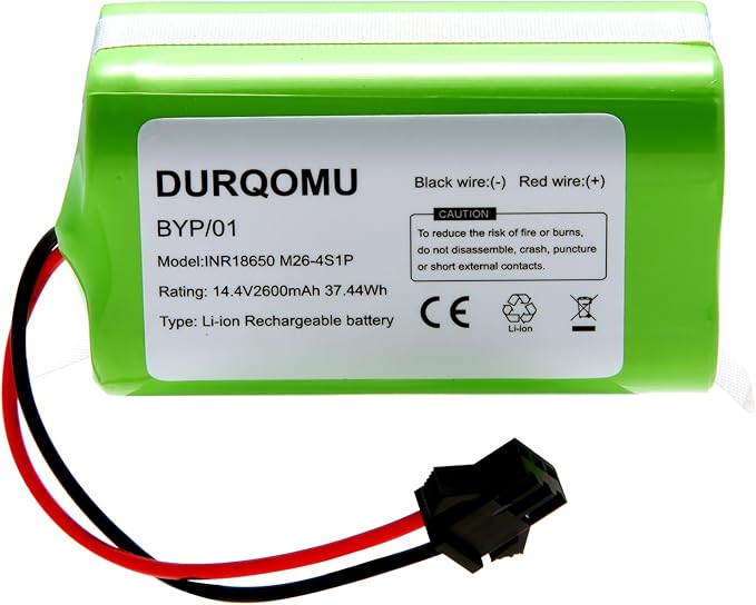Durqomu 14.4V 2600mAh Li-ion Battery Replacement Compatible with X500 Eufy Robovac 11S MAX 12 15C 15T MAX 25C 30C G10 Hybrid G20 G30 G35 Edge R450 R500 and Ecovacs Deebot N79 N79S DN622