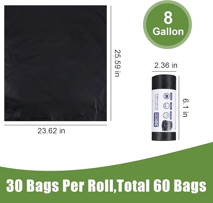 8 Gallon Portable Trash Bags, 60 Count Portable Toilet Bags, Outdoor Toilets Wag Bag Camping Compost Toilet Seat Bags Human Waste Kit for Adults Outdoor Travel Boating Camping Car Essentials
