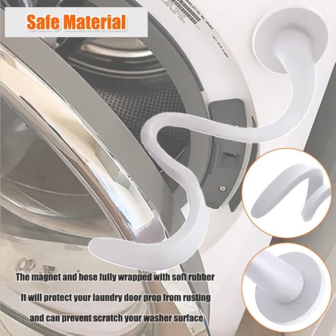 Washer Door Prop and Stopper for Front Load Washing Machine, Removable Washer Door Holder - Flexible Washer Door Stopper Keep Washer Door Open to Prevent Odors - White