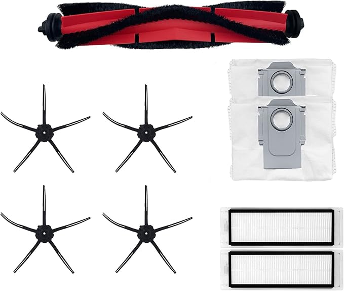 Accessories Kit Compatible for Roborock Q5 Robot Vacuum Replacement Parts, 1 Main Brush 4 Side Brush 2 Filter 2 Dust Bag