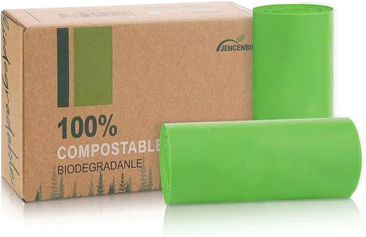 JENCENBIO Compost Bags, 8 Gallons, 30Liter, Extra Thick 0.87 Mils, Biodegradable Food scrap waste bags with US BPI ASTM D6400 and Europe OK Compost Home Certified