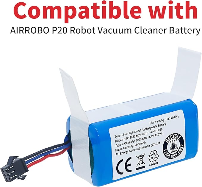 JIIKER Upgrade Replacement Battery Compatible with AIRROBO P20 Robot Vacuum, for eufy G40 Series,G30 Series,RoboVac 11,11S, 11S Plus, 11S MAX,12,15C MAX,15C,G10 Hybrid, G20,G35,G35+ Accessory 3000mAh