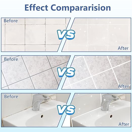 17.64 oz Tile Grout Repair Kit - Grout Filler, Fast Drying Sealer Waterproof Paint with Silicone Trowel Scraper, Restore & Renew Bathroom Shower Kitchen Floor Tile Joints, Line, Gaps (White)
