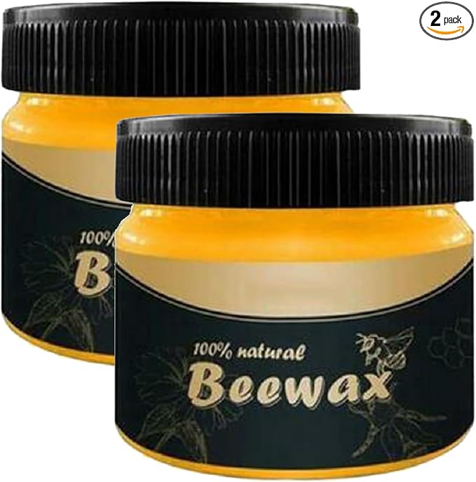Wood Seasoning Beeswax,Beeswax Furniture Polish,Natural Traditional Beeswax Polish Wood Furniture Cleaner for Wood Doors,Tables,Chairs and Floors(2 Pack)