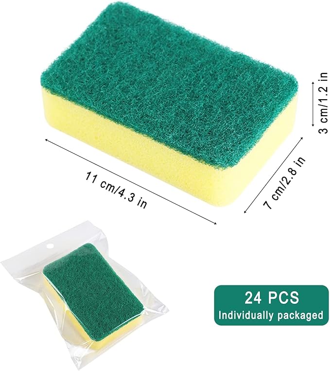 Sponge Individually Wrapped 200 Pack Kitchen Dishwashing Sponge, Non Scratch Scouring Pad, Odor-Free Sponge Wipes for Travel Apartments