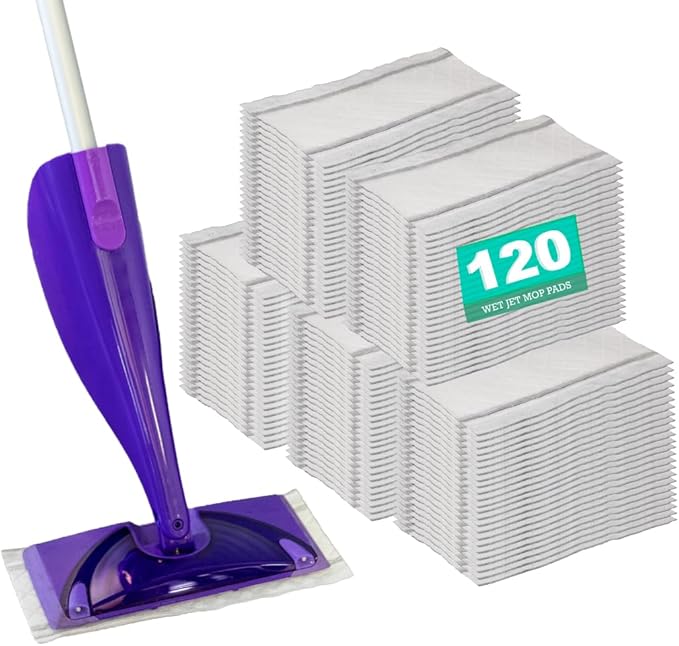 Home Harmony Basics Wet Jet Refill Pads, 120 Count, Compatible with Swiffer WetJet Mop, Disposable Spray Mop Pad Refills, WetJet Replacement Pads, Eco-Friendly (Packaging May Vary)