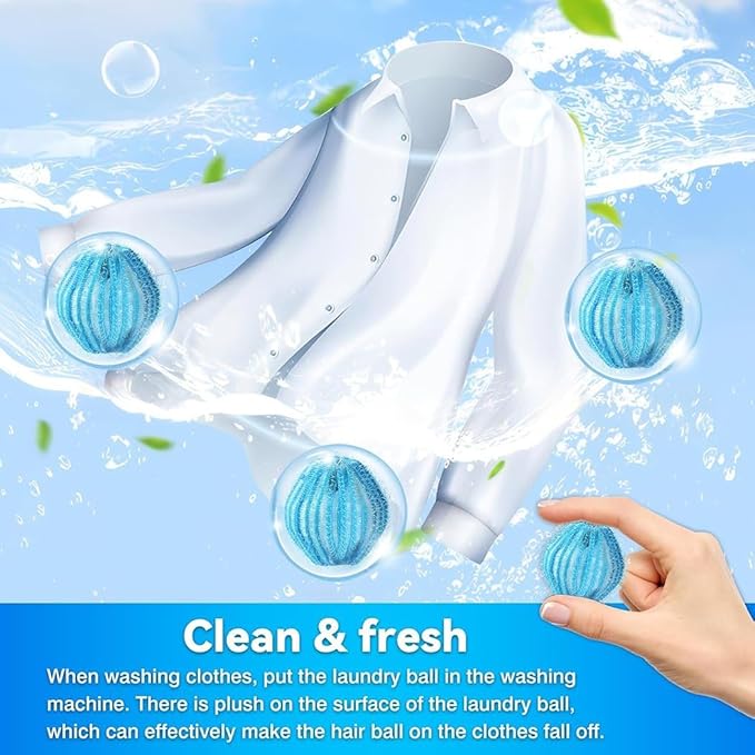 Reusable Laundry Hair Remover Balls - Lint Catcher for Washer & Dryer - Easy Home Solution for Removing Pet Hair, Lint & Fur from Clothes and Bedding