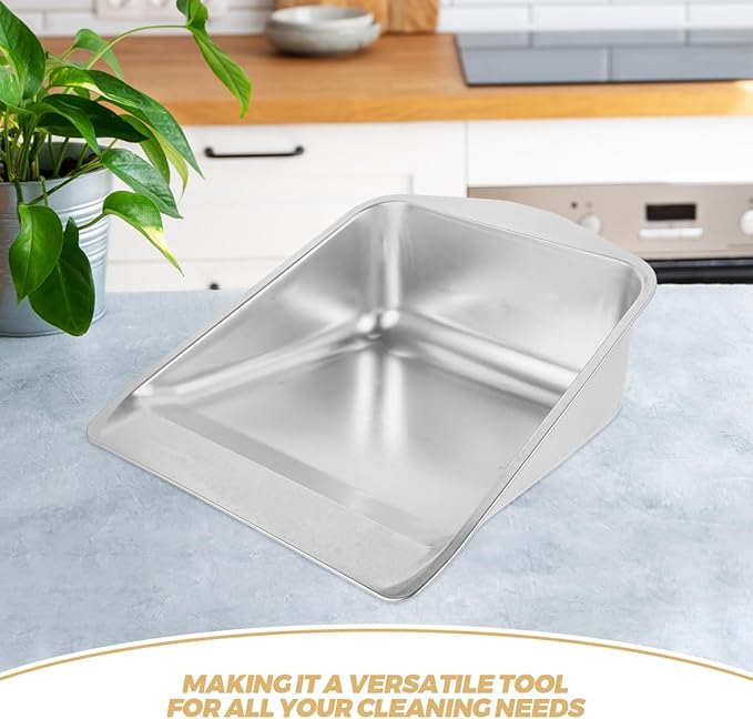 HOODANCOS Stainless Steel Handheld Dust Pan Heavy Duty Dustpan for Indoor Outdoor Use Multi Functional Garbage Shovel for Home Desk Floor Cleaning 11.53X10.23X3.93 Inches