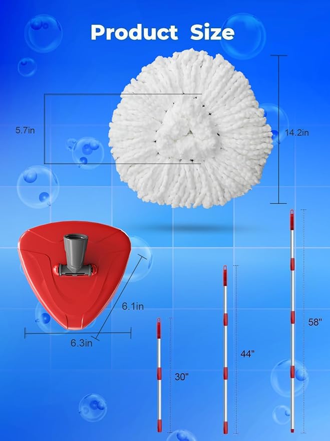 4 Pack Spin Mop Replacement Head Compatible with O-Cedar EasyWring 1 Tank, 30-58" Mop Handle Base and Microfiber Head Refills, Easy-to-Replace (White,1 Tank)