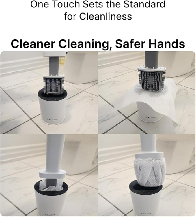 CBUCKS Disposable Toilet Brush – Silicone Head, Hands-Free Wet Wipe Attachment, Easy & Mess-Free Cleaning
