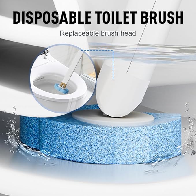 Disposable Toilet Cleaning System: Toilet Brush & Holder Kit with 18PCS Pre-Soaked Cleaner Wall-Mount Scrubbing Toilet Brush Bathroom Cleaning Kit (36-Pack Lavender Brush Head)