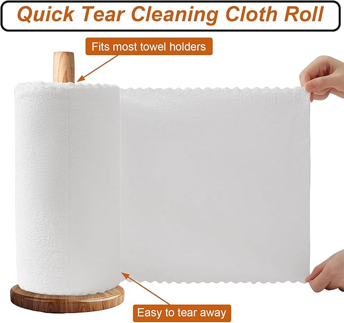 Tigona 80 Pack Microfiber Cleaning Cloth Roll,Lint Free Rags & Tear Away Reusable Towels Washable Scratch,Ultra Absorbent Dish Rags(12" x 12") for Car Kitchen Home Garage-White