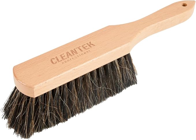 Restaurantware-Clean Tek Professional 12 Inch Counter Brush, 1 Heavy-Duty Hand Broom Brush - Horsehair Bristles, Ergonomic Handle, Beige Plastic Cleaning Scrub, for Sweeping, Dusting, Woodworking