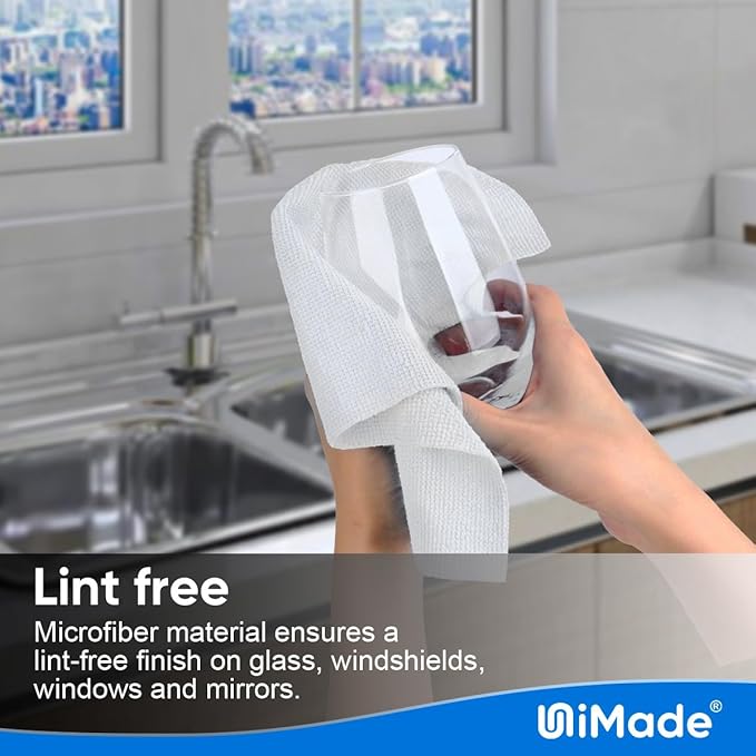 UNIMADE Microfiber Cleaning Cloth, 10 Pack Reusable Microfiber Towels for Cars Lint Free Cleaning Shop Towel Rags for Home Kitchen Automotive Bar Mechanic Restaurant Garage, 11.5"x 11.5", White