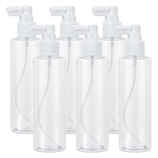 Yebeauty Clear 6 Pack 200ml/6.8oz Plastic Refillable Travel Size Spray Bottle Long Mouth Mini Spray Bottles Empty with Tight Cap for Gardening Mouthwash Small Reusable Perfume Atomizer