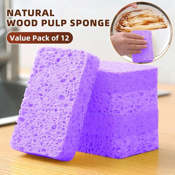 36 - Pack Non-Scratch Scrub Sponges - Sponges for Dishes and Washing Dishes, Cleaning Sponges for Kitchen Home and More（Purple）