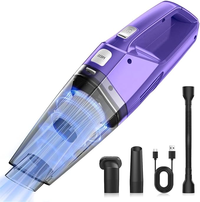 Handheld Vacuum Cordless – Car Vac Portable with 8KPA & Multi Accessories & Low Noise, Lightweight Hand Held Vacuum Cordless Rechargeable for Car/Home/Dust/Pet Hair, Mine Portable Vacuum