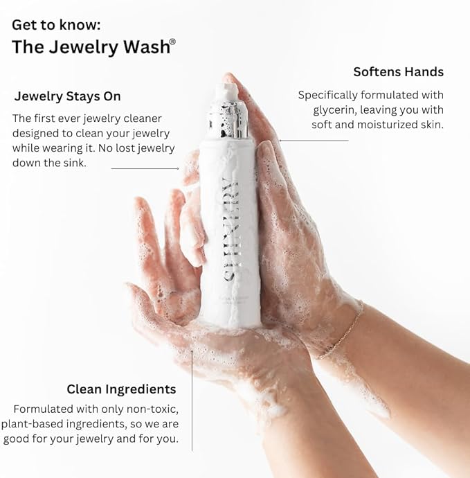 Shinery Jewelry Wash - Jewelry Cleaner Hand Wash Solution, Plant-Based Ring Cleaner Safe All Metals Stones, No Removing Jewelry, Made in The USA