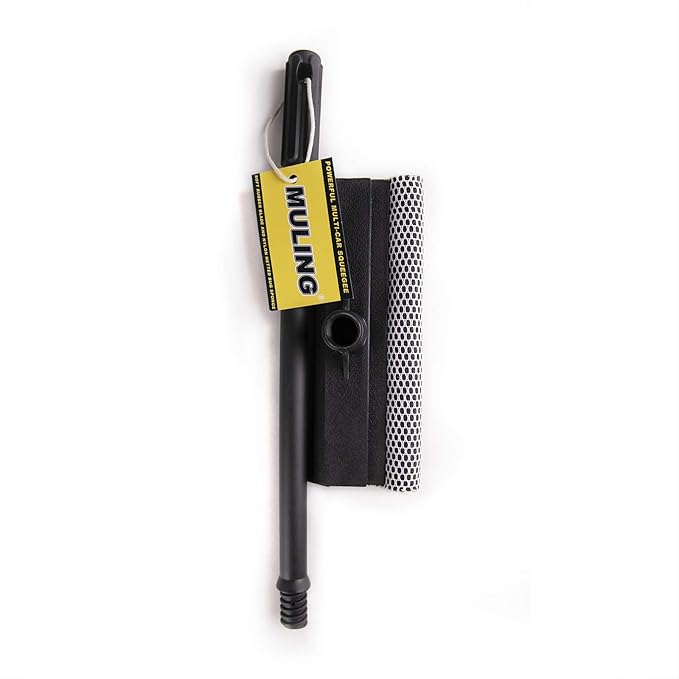 MULING Window Squeegee Cleaning Tool Window Cleaner Car Squeegee Windshield Cleaning Sponge and Rubber Squeegee,BlackM