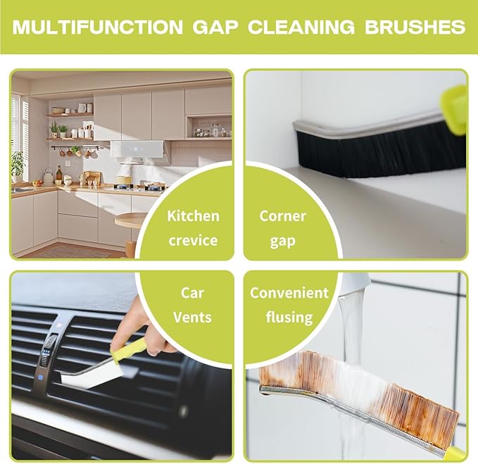 5-Pack Heavy-Duty Crevice Cleaning Brushes – Stiff Bristles for Deep Cleaning Corners, Tile Grout, Tight Spaces & Corners - Multi-Surface Gap Cleaning Kit, Durable Household Cleaning Tools