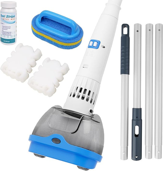 All in ONE Rechargeable Hot Tub Vacuum Cleaner for Spa - Magnetic Drive System, Ultra Fine Mesh Filter for Small Particle, Spot Cleaning for Above-Ground Inground Pools, 70 Mins (Blue)