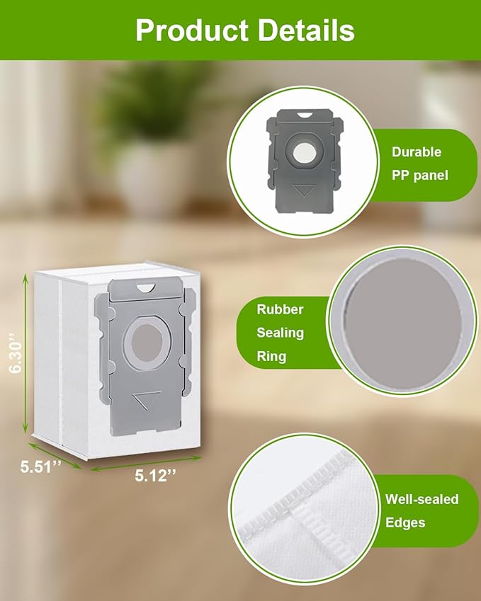 ApexOne 16 Pack Vacuum Bags for iRobot Roomba i, j, s Series, 104 Combo, 105 Combo, 105 Vac, Plus 405 (G185) (G181) Combo, Max 705 Vac, Max 705 Combo, Plus 504 Vac, Plus 505 Combo, Q0520 Robot Vacuum