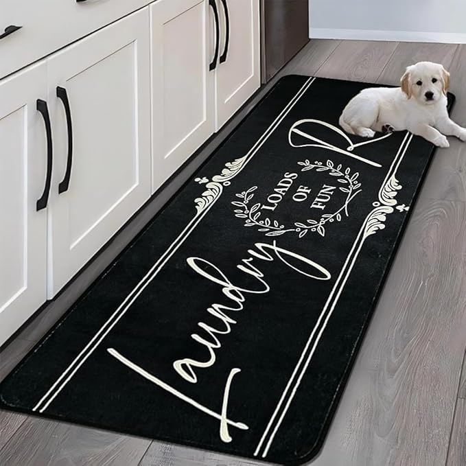 Laundry Room Rug Runner 20"X59" Non Slip Farmhouse Mats Organization and Washable Floor Long Rugs for Laundry Room Accessories Mudroom Kitchen Bathroom Area Rugs Decor