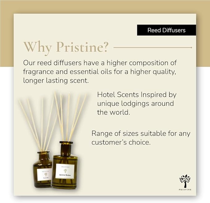 PRISTINE Maldives Villa/Inspired by Marriott Hotel Reed Diffuser for Home | Citrusy Grapefruit, Apple/Ocean Breeze/Sandalwood Oil Reed Diffuser Set & Reed Diffuser Sticks | Home Decor Scent Diffuser