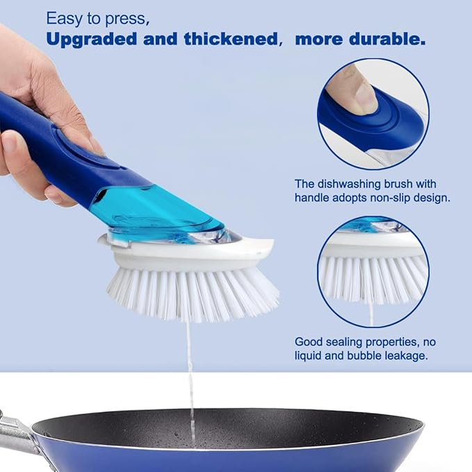 CELOX Dish Brush with Soap Dispenser, Scrub Brush for Kitchen Cleaning