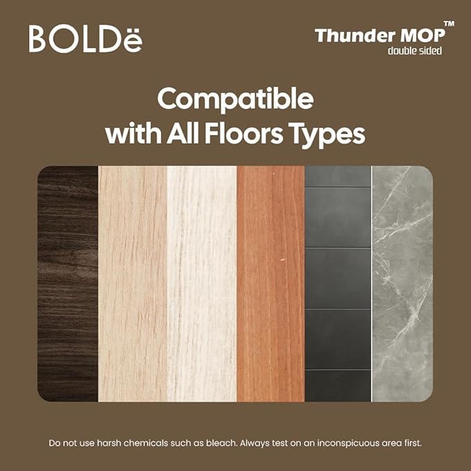 BOLDë Thunder Mop Spin System - Double-Sided - 2 Compact Stackable 6L Buckets, Microfiber Head, Stainless Steel Wringer, Antifungal Quick-Dry Cleaning, Soap Dispenser, 3 Free Refills (Black/Grey)