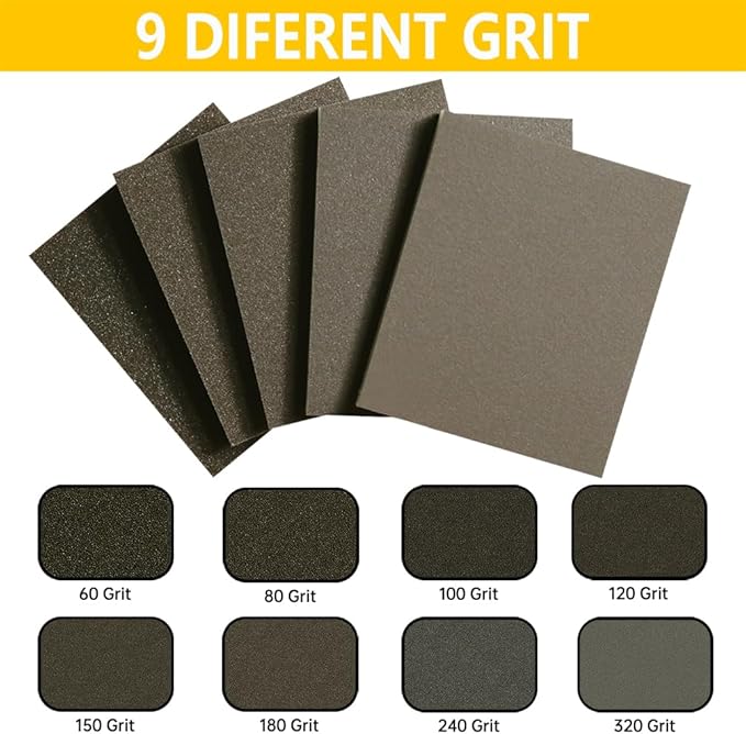 16PCS 60 Grits Sanding Sponge Coarse Sanding Block, Washable and Reusable Wet Dry Sandpaper Sponge， Sander Sponges for Wood Drywall Metal Wood
