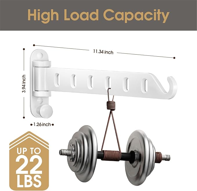 2-Pack Wall Mounted Clothes Drying Rack, Foldable Coat Hanger Holder, Space Saving Laundry Organizer, Sturdy and Durable Aluminum Design (White)